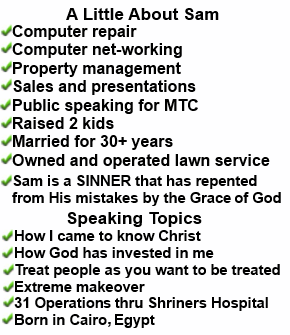 Schedule Sam to speak at your event. He explains in plain language how to effectively motivate and encourage disabled youth.